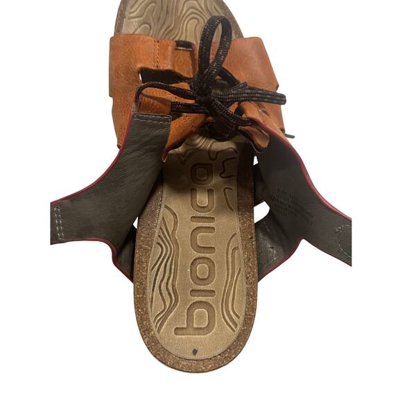 Bionica Orange Tan Leather Cork Wedge Sandals Shoes Sorena BI0013603 Size 9.5 - Picture 5 of 9